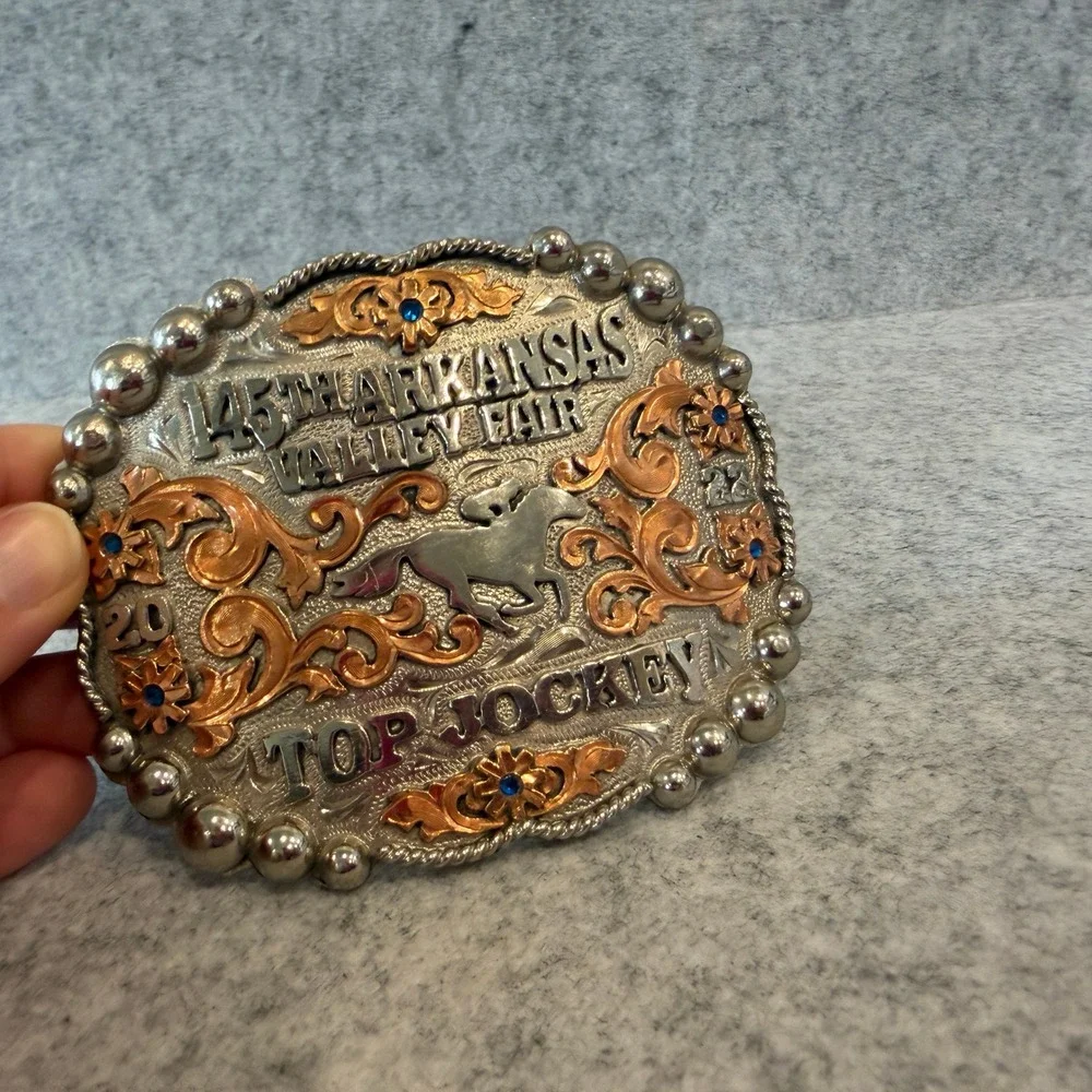145th Arkansas Valley Fair Top Jockey 2022 Belt Buckle - Western Cowboy